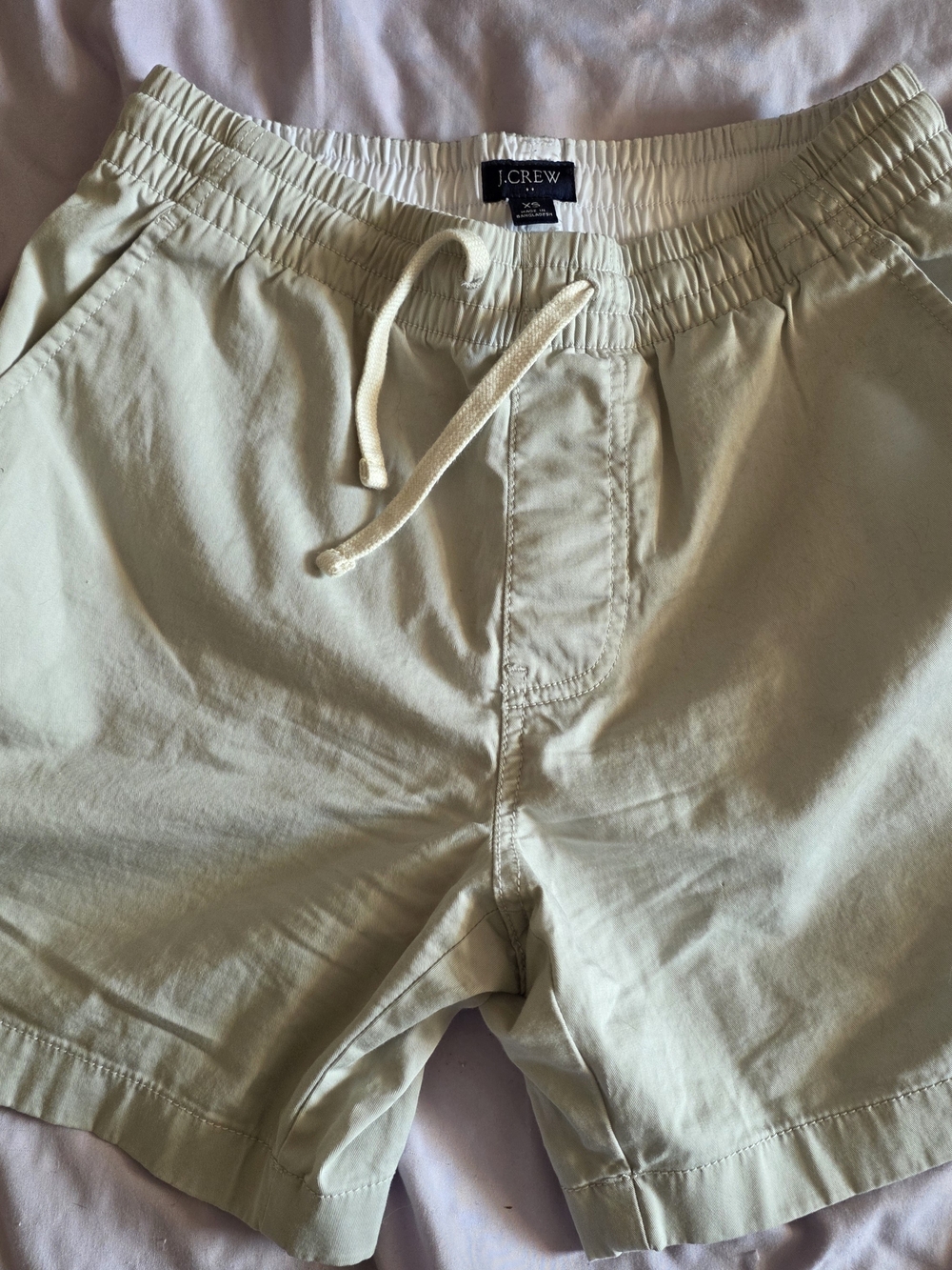 J. Crew Men's Elastic Drawstring Shorts in Pale Khaki